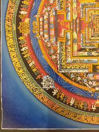 Buddhist Hand Painting Thangka Of Kalachakra Mandala, [hand Painted, Real Gold], Lamas Art, Wheel Of Time