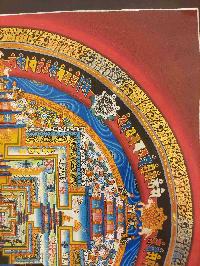 Buddhist Hand Painting Thangka Of Kalachakra Mandala, [hand Painted, Real Gold], Lamas Art, Wheel Of Time