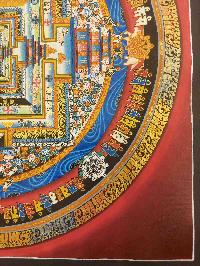 Buddhist Hand Painting Thangka Of Kalachakra Mandala, [hand Painted, Real Gold], Lamas Art, Wheel Of Time