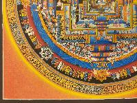 Buddhist Hand Painting Thangka Of Kalachakra Mandala, [hand Painted, Real Gold], Lamas Art, Wheel Of Time