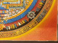 Buddhist Hand Painting Thangka Of Kalachakra Mandala, [hand Painted, Real Gold], Lamas Art, Wheel Of Time