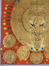 Buddhist Hand Painting Thangka Of Sahasrabhuja Avalokitesvara, [hand Painted, Real Gold], Lamas Art