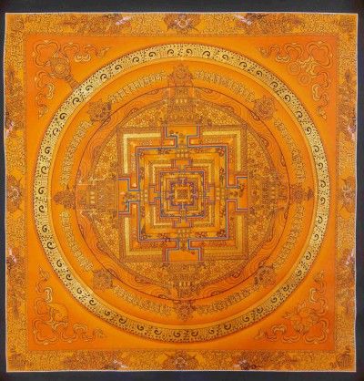 Buddhist Hand Painting Thangka Of Kalachakra Mandala [hand Painted, Real Gold], Lamas Art