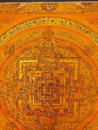 Buddhist Hand Painting Thangka Of Kalachakra Mandala [hand Painted, Real Gold], Lamas Art