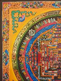 Buddhist Hand Painting Thangka Of Kalachakra Mandala [hand Painted, Real Gold], Lamas Art