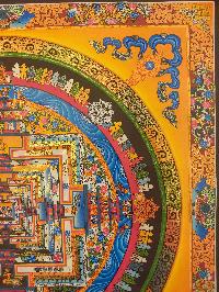 Buddhist Hand Painting Thangka Of Kalachakra Mandala [hand Painted, Real Gold], Lamas Art