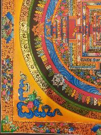 Buddhist Hand Painting Thangka Of Kalachakra Mandala [hand Painted, Real Gold], Lamas Art