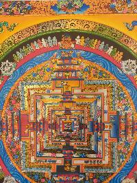 Buddhist Hand Painting Thangka Of Kalachakra Mandala [hand Painted, Real Gold], Lamas Art