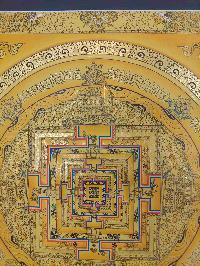 Buddhist Hand Painting Thangka Of Kalachakra Mandala [hand Painted, Real Gold], Lamas Art