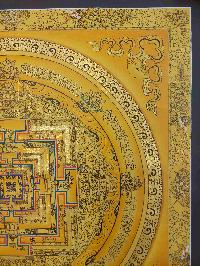 Buddhist Hand Painting Thangka Of Kalachakra Mandala [hand Painted, Real Gold], Lamas Art