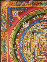 Buddhist Hand Painting Thangka Of Kalachakra Mandala [hand Painted, Real Gold], Lamas Art