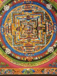 Buddhist Hand Painting Thangka Of Kalachakra Mandala [hand Painted, Real Gold], Lamas Art