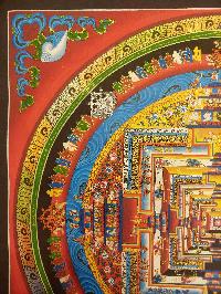 Buddhist Hand Painting Thangka Of Kalachakra Mandala [hand Painted, Real Gold], Lamas Art