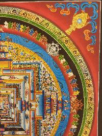 Buddhist Hand Painting Thangka Of Kalachakra Mandala [hand Painted, Real Gold], Lamas Art