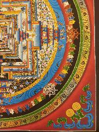 Buddhist Hand Painting Thangka Of Kalachakra Mandala [hand Painted, Real Gold], Lamas Art