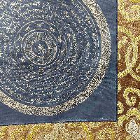 Buddhist Hand Painting Thangka Of Mandala With Polyester Brocade, [hand Painted]