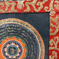 Buddhist Hand Painting Thangka Of Mandala With Polyester Brocade, [hand Painted]