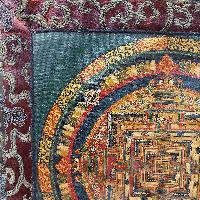 Buddhist Hand Painting Thangka Of Kalachakra Mandala With Polyester Brocade, [hand Painted]