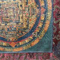 Buddhist Hand Painting Thangka Of Kalachakra Mandala With Polyester Brocade, [hand Painted]