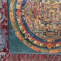 Buddhist Hand Painting Thangka Of Kalachakra Mandala With Polyester Brocade, [hand Painted]