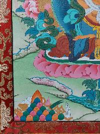 Buddhist Hand Painting Thangka Of Manjushri With Polyester Brocade, [hand Painted]