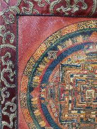 Buddhist Hand Painting Thangka Of Kalachakra Mandala With Polyester Brocade, [hand Painted]