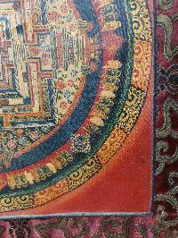 Buddhist Hand Painting Thangka Of Kalachakra Mandala With Polyester Brocade, [hand Painted]