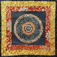 Buddhist Hand Painting Thangka Of Mandala With Polyester Brocade, [hand Painted]