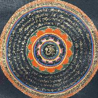 Buddhist Hand Painting Thangka Of Mandala With Polyester Brocade, [hand Painted]