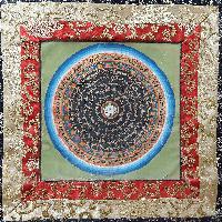 Buddhist Hand Painting Thangka Of Mandala With Polyester Brocade, [hand Painted]