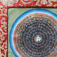 Buddhist Hand Painting Thangka Of Mandala With Polyester Brocade, [hand Painted]