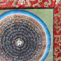 Buddhist Hand Painting Thangka Of Mandala With Polyester Brocade, [hand Painted]