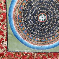 Buddhist Hand Painting Thangka Of Mandala With Polyester Brocade, [hand Painted]