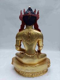 Buddhist Handmade Statue Of Crown Shakyamuni Buddha, [face Painted, Stone Setting]