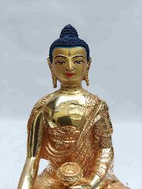 Buddhist Handmade Statue Of Shakyamuni Buddha, [face Painted, Full Gold Plated]