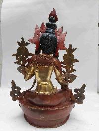 Green Tara Statue, Buddhist Handmade Statue, Partly Gold Plated, [face Painted]