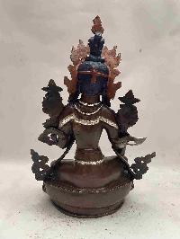 Buddhist Handmade Statue Of Green Tara, [chocolate And Silver Oxidized]