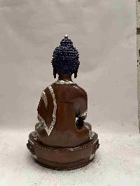 Buddhist Handmade Statue Of Shakyamuni Buddha, [chocolate And Silver Oxidized]