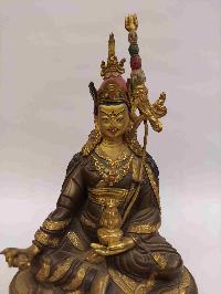 Buddhist Handmade Statue Of Padmasambhava, [partly Gold Plated, Face Painted]