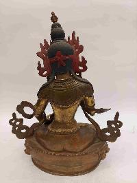 Buddhist Handmade Statue Of Vajrasattva, [partly Gold Plated, Face Painted]