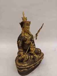 Buddhist Handmade Statue Of Padmasambhava, [partly Gold Plated, Face Painted]