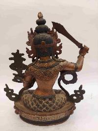 Buddhist Handmade Statue Of Manjushri, [chocolate Oxidized]