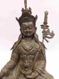 Buddhist Handmade Statue Of Padmasambhava [guru Rinpoche], [chocolate Oxidized], [sold]