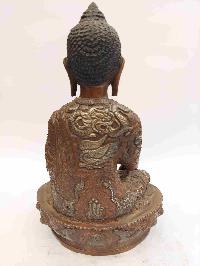 Buddhist Handmade Statue Of Shakyamuni Buddha, [chocolate Oxidized]