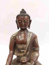 Buddhist Handmade Statue Of Shakyamuni Buddha, [chocolate And Silver Oxidized]