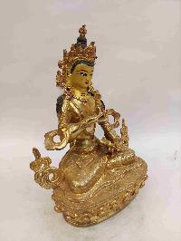 Buddhist Handmade Statue Of Vajrasattva, [full Fire Gold Plated, Stone Setting, Face Painted]