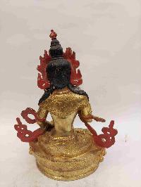 Buddhist Handmade Statue Of Vajrasattva, [full Fire Gold Plated, Stone Setting, Face Painted]