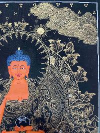 Buddhist Handmade Thangka Painting Of Shakyamuni Buddha, [real Gold, Hand Painted]