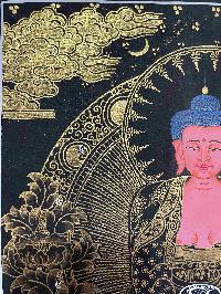 Buddhist Handmade Thangka Painting Of Amitabha Buddha, [real Gold, Hand Painted]