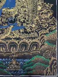 Buddhist Handmade Thangka Painting Of Medicine Buddha, [real Gold, Hand Painted]